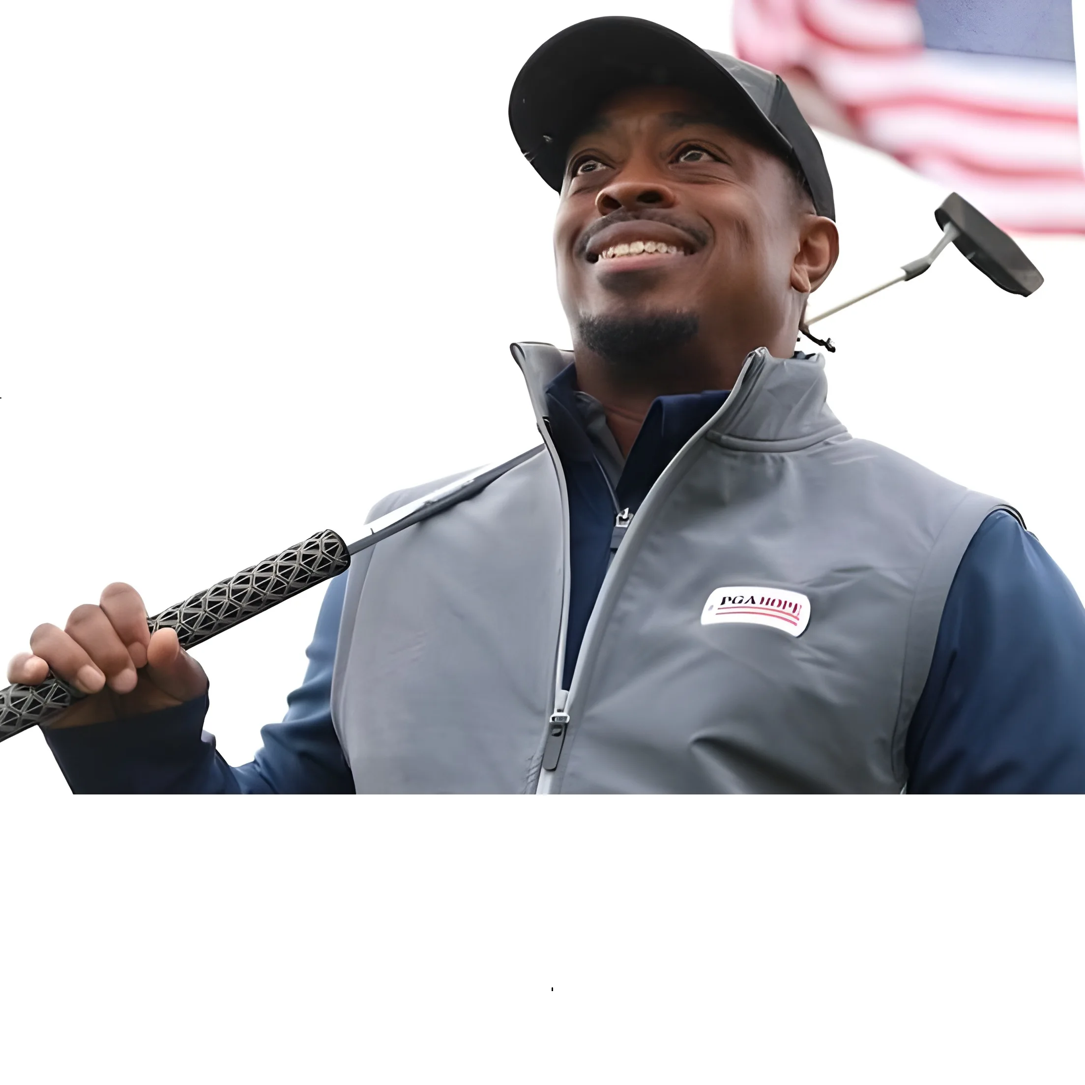 Golfer supporting NE PGA pillars of veterans, youth development, and inclusion.